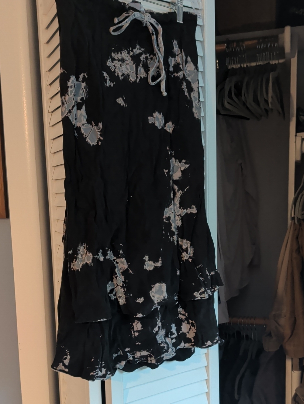hard tail Black print Tie-Waist Maxi Skirt